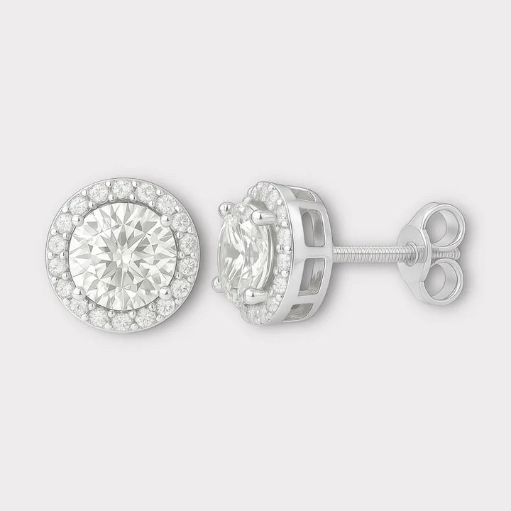 Halo Moissanite Earrings